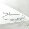 thumbnail image 4 of Gem Stone King 2.12 Ct Sky Blue Topaz E-F Lab Grown Diamond 925 Silver and 10K Yellow Gold Bracelet for Women, 4 of 5