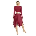 thumbnail image 2 of Alvivi Women‘s Lyrical Praise Dance Dress Color Block Long Sleeve Contemporary Worship Dancewear Burgundy XL, 2 of 7