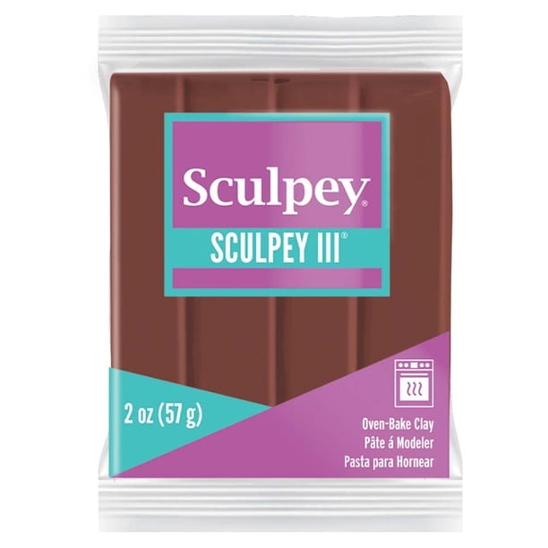 Sculpey III Arcilla polimérica para hornear chocolate No tóxico 2 oz. bar Ideal para modelar, esculpir, vacaciones, bricolaje, técnicas mixtas y proyectos escolares. ¡Perfecto para niños y principiant