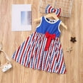 thumbnail image 2 of IROINNID Toddler Girl's Fashion Cute Sleeveless Star Bow Dress Hairband Suit Sleeveless USA Flag Prints Sundress, 2 of 9