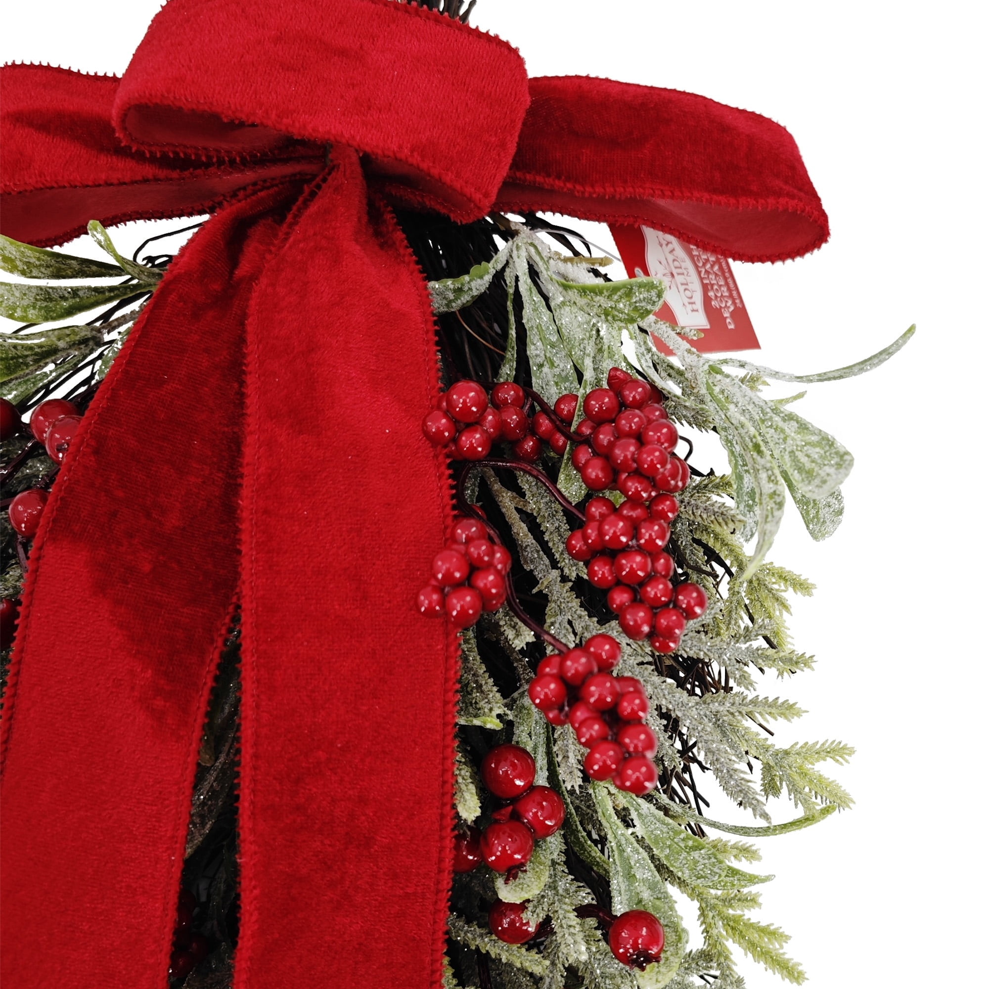 Holiday Time Frosted Greenery and Berry Christmas Swag 24" photo 5
