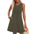 thumbnail image 3 of Ovzne Robes pour Femmes 2025 Robe pour Femme Mode Confortable Été Couleur Unie Sans Manches Col Rond Robe Maxi Grande Taille Liquidation, 3 of 5