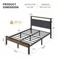 thumbnail image 4 of Dayago Full Bed Frame with LED Lights and Charging Station, Upholstered Metal Platform Bed with Storage Headboard, Noise Free, Brown, 4 of 7