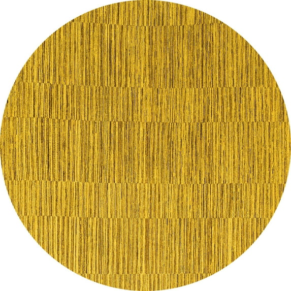 Ahgly Company Indoor Round Solid Yellow Modern Area Rugs, 7' Round