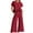 Red, variant on JINMGG Two Piece Outfits Women, 2026 Fashion Fall Women's Summer Suit Fashion Short Sleeve Solid Color Trousers Casual Two-Piece Suit Khaki XXL