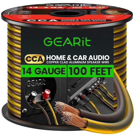 GEARit Speaker Wire 14 Gauge, Speaker Cable 100ft for Car Audio, Home Theater, CCA(Black Yellow)