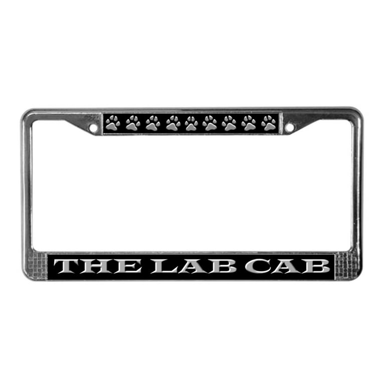 CafePress Black Lab Cab License Plate Frame Chrome License