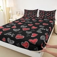 thumbnail image 3 of Manfei Boys Girls Love Heart Print 3pcs Twin Sheet Sets,Romantic Lover Couple Twin Fitted Sheet,Valentine's Day Breathable Flat Sheet,Super Cozy Room Decor, 3 of 7