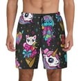 thumbnail image 2 of Goofa Cat Icecream Printed Men's Swim Trunks Board Shorts Quick Dry Mens Swimming Trunks with Compression Liner,Breathable Fit Hawaii Beach Shorts-Small, 2 of 9