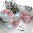 Bathroom Rugs Sets 3 Piece, Pastel Pink Beach Cafe Bathroom Rug Set