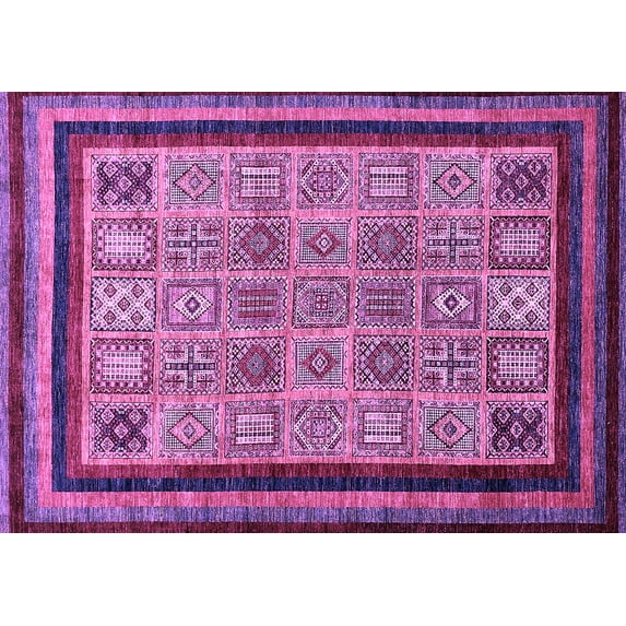 Ahgly Company Indoor Rectangle Abstract Purple Modern Area Rugs, 6' x 9'
