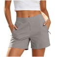 thumbnail image 2 of Women's Solid Color High Waisted Yoga Shorts Tummy Control Athletic Workout Shorts with Pockets Gray XXL(XXL), 2 of 7