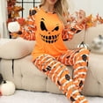 thumbnail image 7 of Halloween Pajamas Women Long Sleeve Crewneck Pants Autumn Winter Loose Casual Sleepwear Nightwear 2 Piece Set Orange XXL, 7 of 7