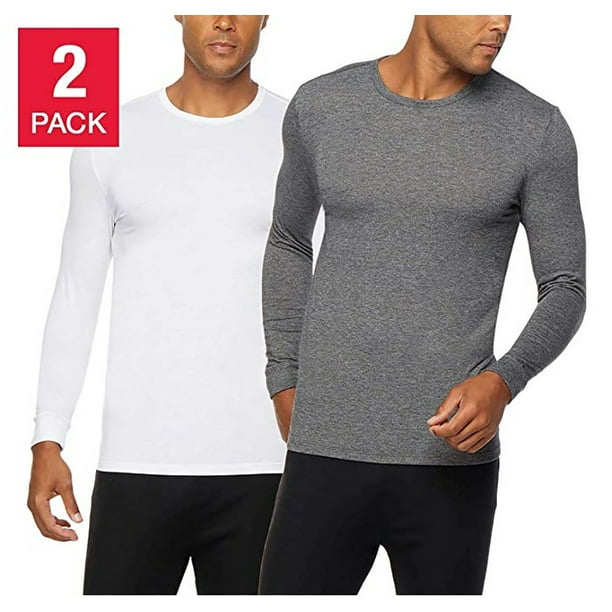 32 DEGREES Men's Heat Long Sleeve Scoop Neck Tee 2-Pack (S, White/Grey) -  Walmart.com