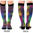 thumbnail image 6 of GZHJMY High Elasticity Compression Socks, High Knee Socks Adult Universal Leisure Relieve Fatigue,Abstract Bright Colorful Universe Travel Daily with Running (2 Pair), 6 of 7