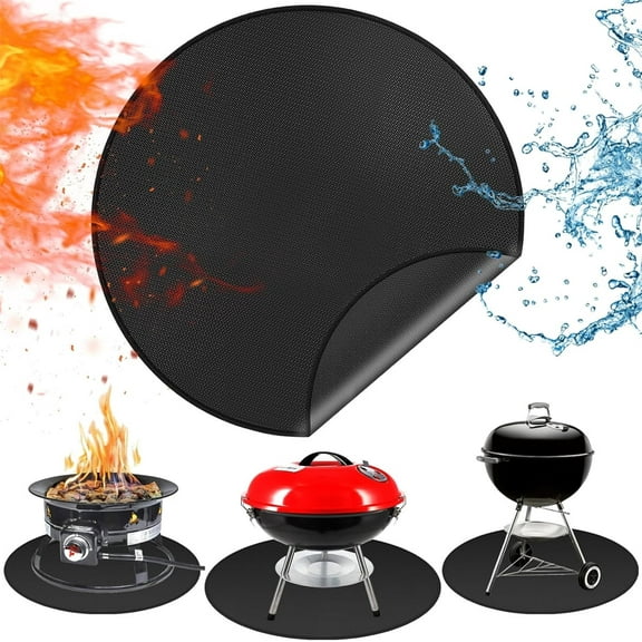 36" Fire Pit Mat, Topboutique Under Grill Mat, Fireproof BBQ Grill Mat, Round Portable Camping Stove Mat, Outdoor Grill Deck Protector, Solo Stove Accessories, Oil-Proof & Waterproof