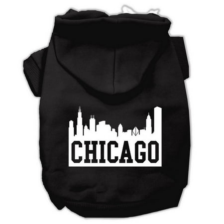 Black Pet Screen - Mirage 62-66 XXLBK Chicago Skyline Screen Print Pet Hoodie Black - Size 2XL