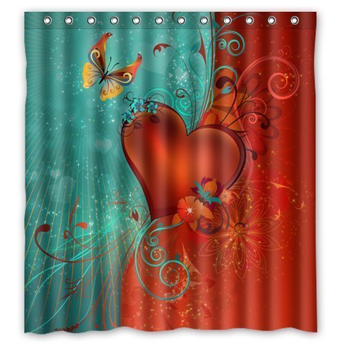 GreenDecor Happy Valentine'S Day Waterproof Shower Curtain Set with