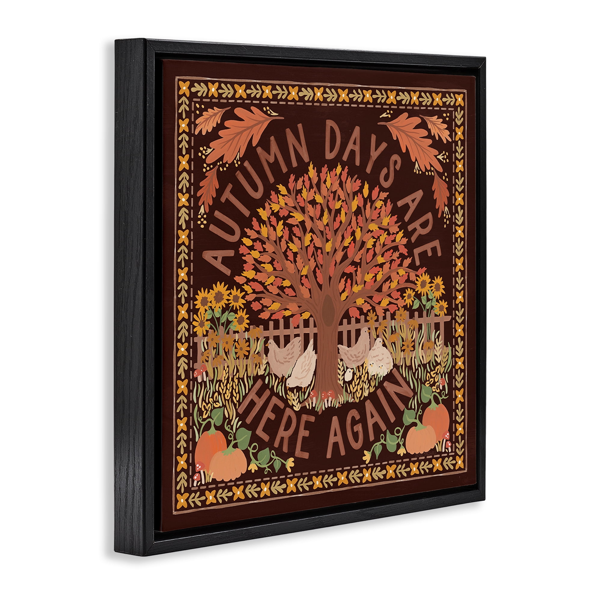 Stupell Industries Autumn Days on Brown Landscape Painting Black Floater Framed Art Print Wall Art, 18 x 18