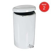 Witt 2270WH Stainless Steel Step On Can Biohazard Waste Container with Galvanized Liner, 7gal Capacity, 11" Diameter x 21" Height, White (Pack of 2)