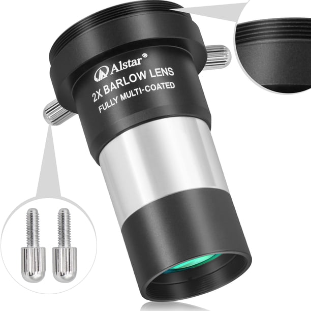Lente Barlow Alstar 2X de metal multicapa de 1,25 pulgadas para telescopio