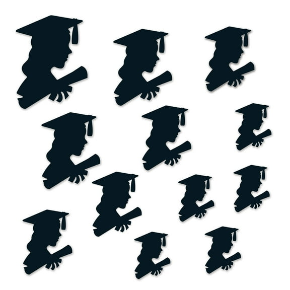 Beistle Girl Graduation Party Decoration Silhouettes 12pc 6"-12" Cutouts, Black