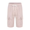 thumbnail image 4 of Mens Shorts Casual Elastic Waist Drawstring Lightweight Summer Beach Cargo Shorts Pink 3XL, 4 of 5