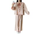 thumbnail image 3 of Pijama de manga larga para el hogar con cuello de muñeca suelto y dulce de estilo coreano de otoño para mujer, 3 of 3