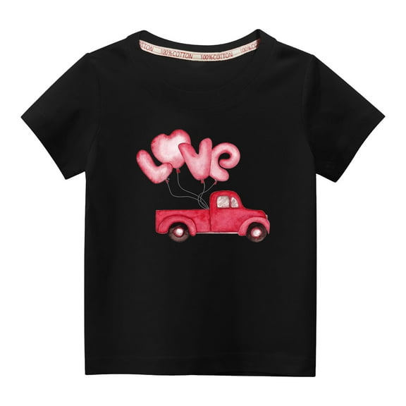 Dezsed Boys Valentines Day Shirt Girls Valentine Tshirt Toddler Casual Long Sleeve Shirt Kids Cute Love Heart Tee Tops 4-5 Years Black