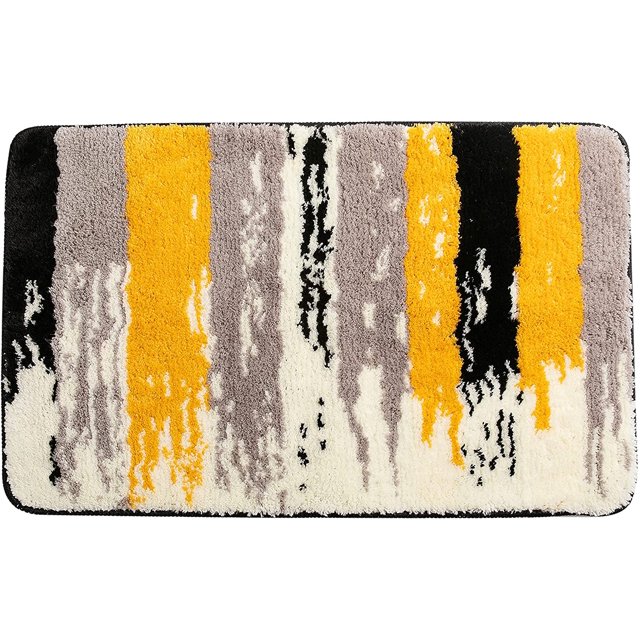 Small Bath Mat 16x24 Brown Bathroom Rugs Non-Slip Microfiber Soft Brown and Yellow Rug Washable