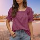 thumbnail image 1 of Camisetas De Mujer Camiseta de verano para mujer, camisetas casuales de cuello cuadrado de ajuste holgado para fiesta (rojo vino M) Cgtredaw para Mujer Vino rojo T L, 1 of 6