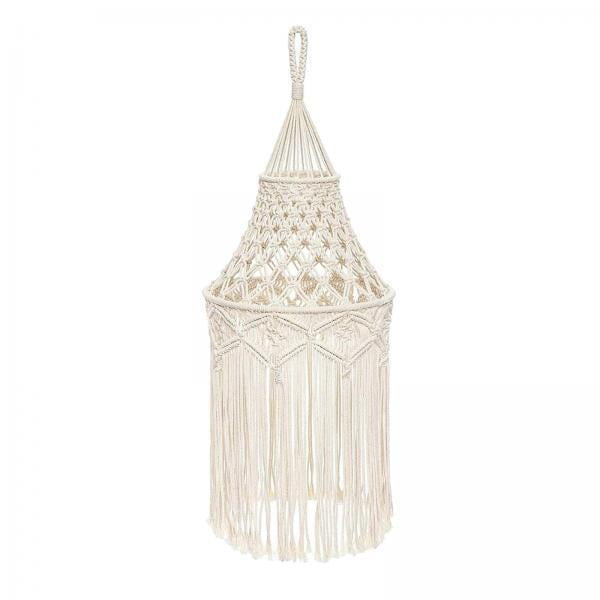 2x Lámpara de macramé Boho Colgantes de tejado Cubierta de lámpara para moderno creativo Dormitorio Comedor Lámpara colgante perfecl Tapices de pantalla de macramé