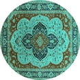 thumbnail image 1 of Ahgly Company Indoor Round Oriental Turquoise Blue Industrial Area Rugs, 3' Round, 1 of 4
