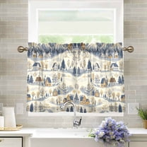 Yayeee Kitchen Curtains Light Filtering 27"x36" Rod Pocket Short Cafe Window Panel, Snowy Mountains