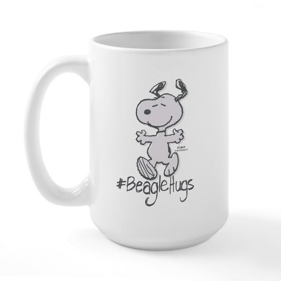 CafePress - Snoopy Beagle Hugs Mugs - 15 oz Ceramic Large White Novelty Mug