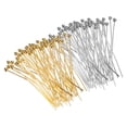 thumbnail image 1 of Uxcell 200Pcs Pines de Cabeza de Bola Chapados 24 Gauge 30mm Pines de Cabeza de Alambre Pines de Cabeza de Bola de Latón para Hacer Joyas, Plata y Oro, 1 of 6