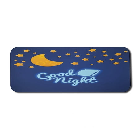 Saying Computer Mouse Pad  Bed Time Illustration with Pillow Moon and Stars Nursery  Rectangle Non-Slip Rubber Mousepad Large  31  x 12  Gaming Size  Night Blue Orange  by Ambesonne