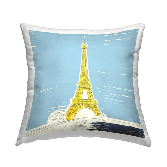 Stupell Industries Yellow Eiffel Tower Decorative Printed Throw Pillow, 18 x 18