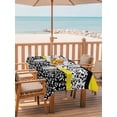 thumbnail image 2 of 60x120 Inch Outdoor Tablecloth with Umbrella Hole Zipper Rectangle Black Yellow Rectangular Tablecloths Outside Waterproof Garden Floral Stripe Aesthetic Flower Boho Patio Table Cover for Picnic, 2 of 8