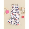 thumbnail image 2 of Suealasg Little Girls Overalls Romper Sleeveless Chicken Floral Print Jumpsuit 1T 2T 3T 4T Toddler Girls Summer Farm Flare Playsuit, 2 of 6