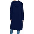 thumbnail image 4 of Hueook Bomber Jacket Women Barn Jackets Women's Classic Longline Hooded Cardigan In Soft Fabric Featuring Side Pockets and An Open Front Dark Blue M, 4 of 6