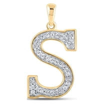 10kt Yellow Gold Womens Round Diamond Initial S Letter Pendant 1/10 Cttw
