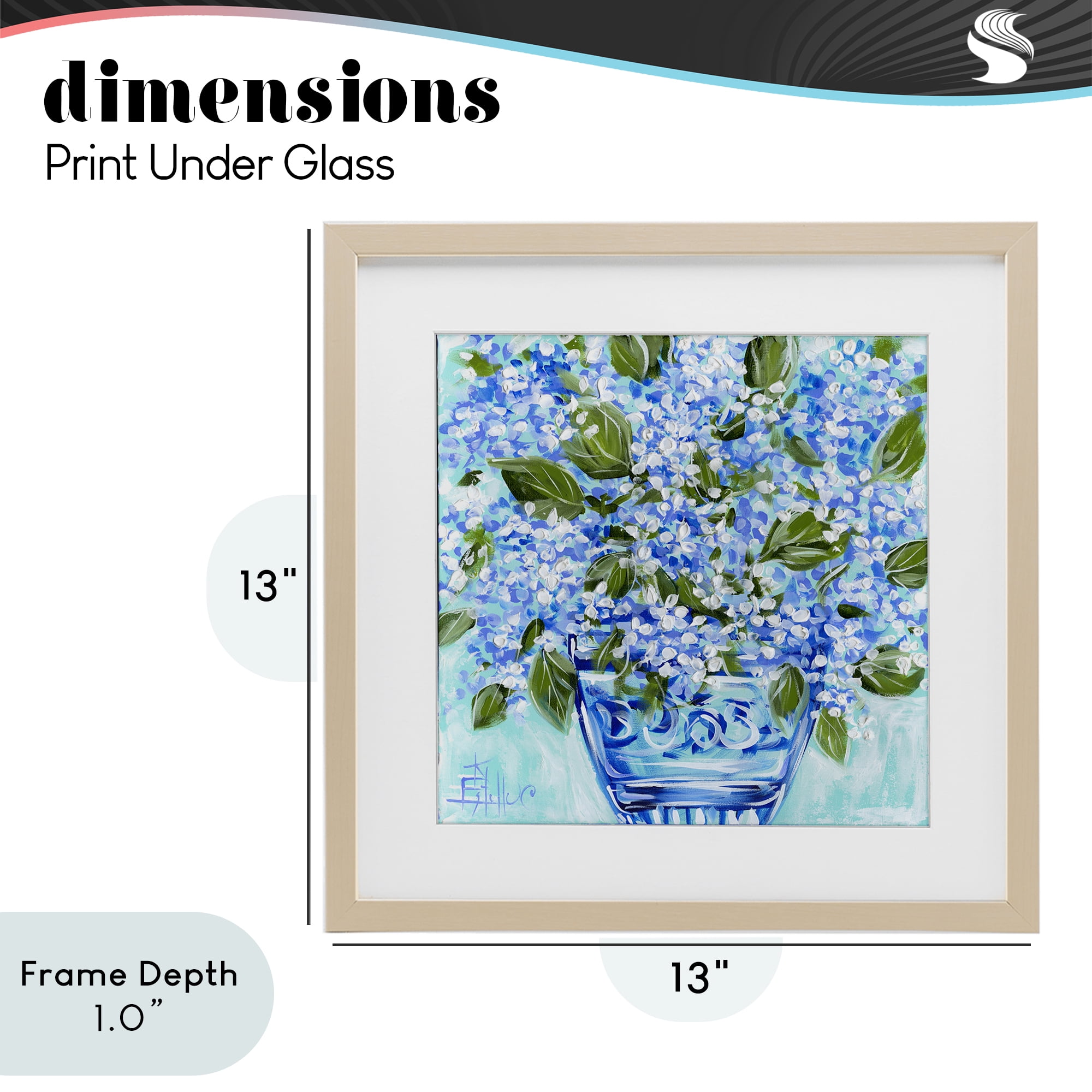 Stupell Industries Cool Bouquets in Blue Vase Birch Framed Print Under Glass, design by Estelle Grengs