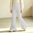 thumbnail image 6 of Xyant Girls Ribbed Knit Flare Leggings Elastic High Waist Bell Bottoms Bootcut Kids Stretchy Spring Fall Uniform Pants,Size 5-6 Years, 6 of 8