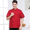 thumbnail image 1 of Ropa de trabajo de chef de estilo chino de moda para hombre, ropa de chef de cocina de restaurante transpirable fina de verano de manga corta, 1 of 1