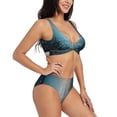 thumbnail image 2 of Wukai Winter Rabbit Women's Bikini Set Two Piece,wimsuit High Waisted V Neck Twist Front Adjustable Spaghetti Straps Bathing Suit-Large, 2 of 7