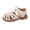 Beige, variant on Toddler Girls Sandals Wide Toe Box School Uniform Flats Adjustable Straps Non-Slip Wedding Flower Girl Shoes