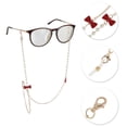 thumbnail image 3 of Unique Bargains 1 Pcs Mask Lanyard Eyeglasses Chain Bowknot Pearl Eyeglass Chain 27.56" Red Gold Tone, 3 of 5