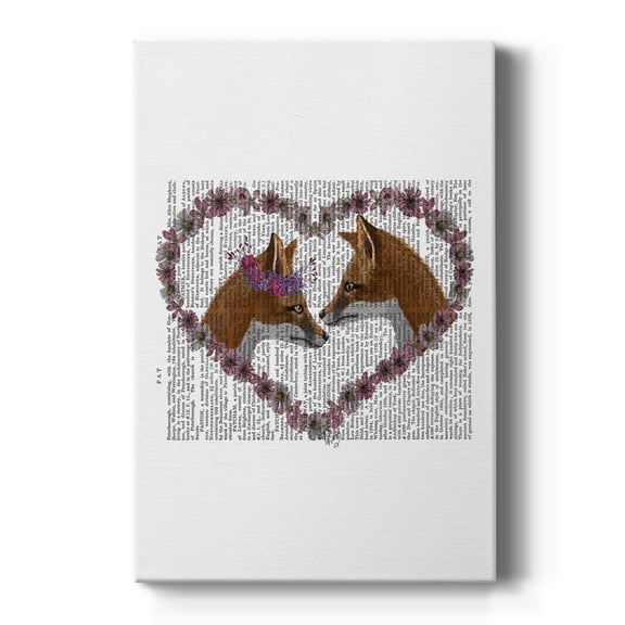 Foxes in Flowers Premium Gallery Wrapped Canvas - Ready to Hang