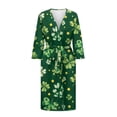 thumbnail image 4 of Yuyamidu Green Leaf Robes for Women V-Neck Nightgowns Casual Ladies Loungewear Soft Bathrobe Sleepwear St. Patrick's Day Mid-Length Night Robe Loose Long Sleeves Kimono Robe Size M, 4 of 7